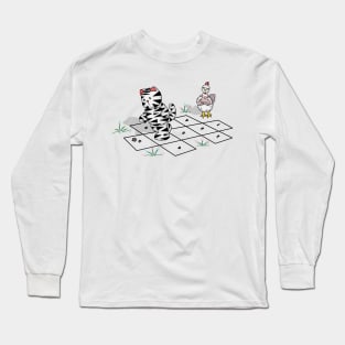 Cat And Chicken Playing Hopscotch Long Sleeve T-Shirt